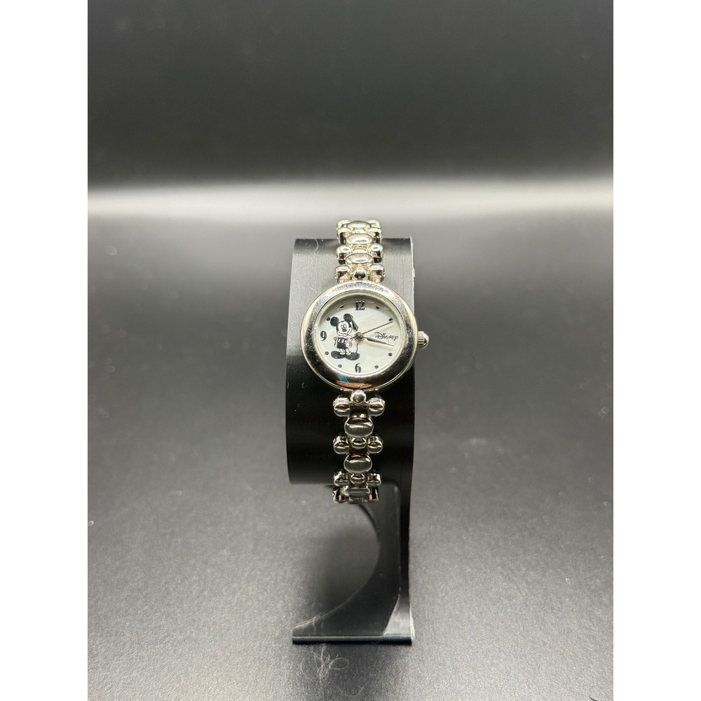 Disney Mickey Mouse Ladies Watch Silver-Tone Case Mickey Head Bracelet SR626SW